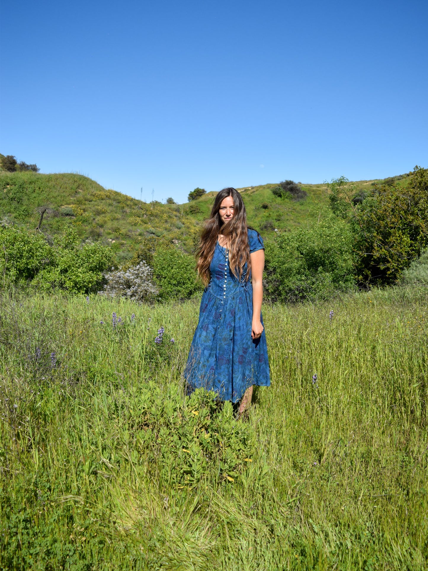 Indigo Fitted Floral Midi Dress