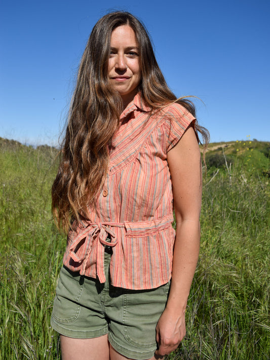 Madder Striped Tie Waist Blouse