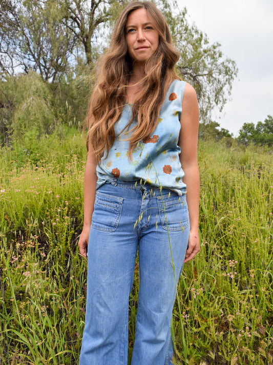 Indigo Bundle Dyed Silk Tank