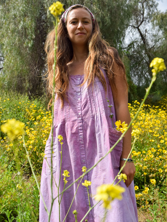 Lac and Logwood Pleated Pocket Dress