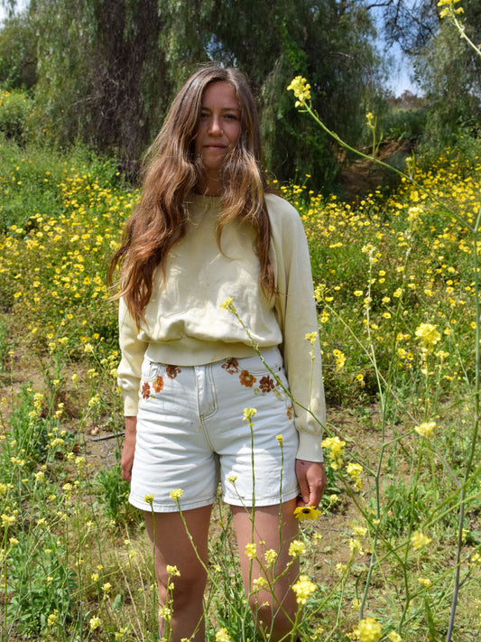 Bundle Dyed White Denim Shorts
