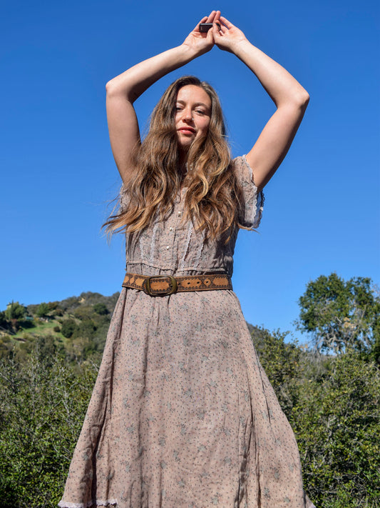 Sequoia Ditsy Floral Lace Trim Dress