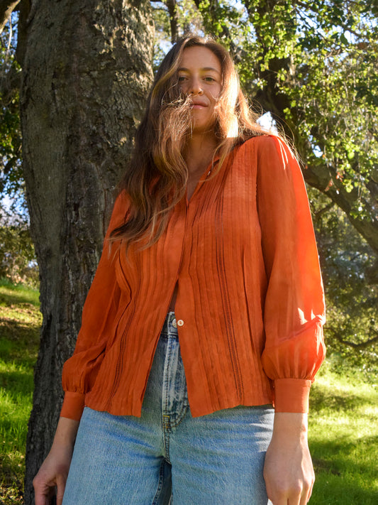 Madder Silk Pleated Blouse