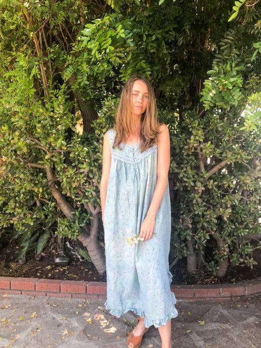 Indigo Rose Print Dress