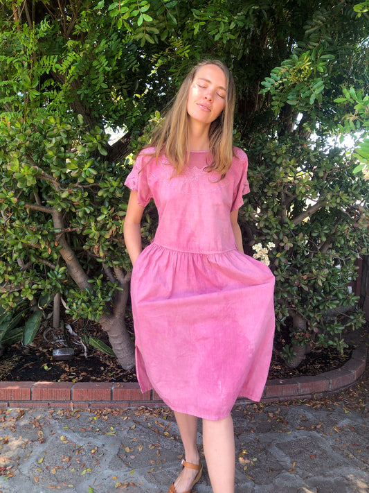 Lac Mesh Floral Embroidered Dress