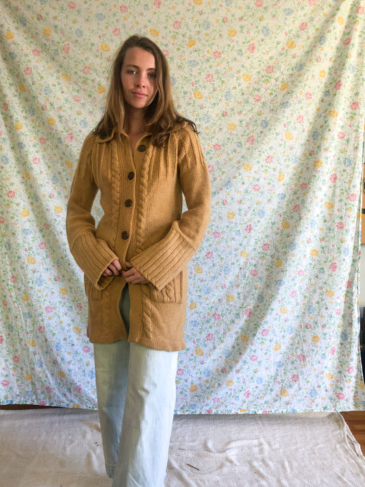 Marigold and Cutch Long Wool Buttondown Sweater