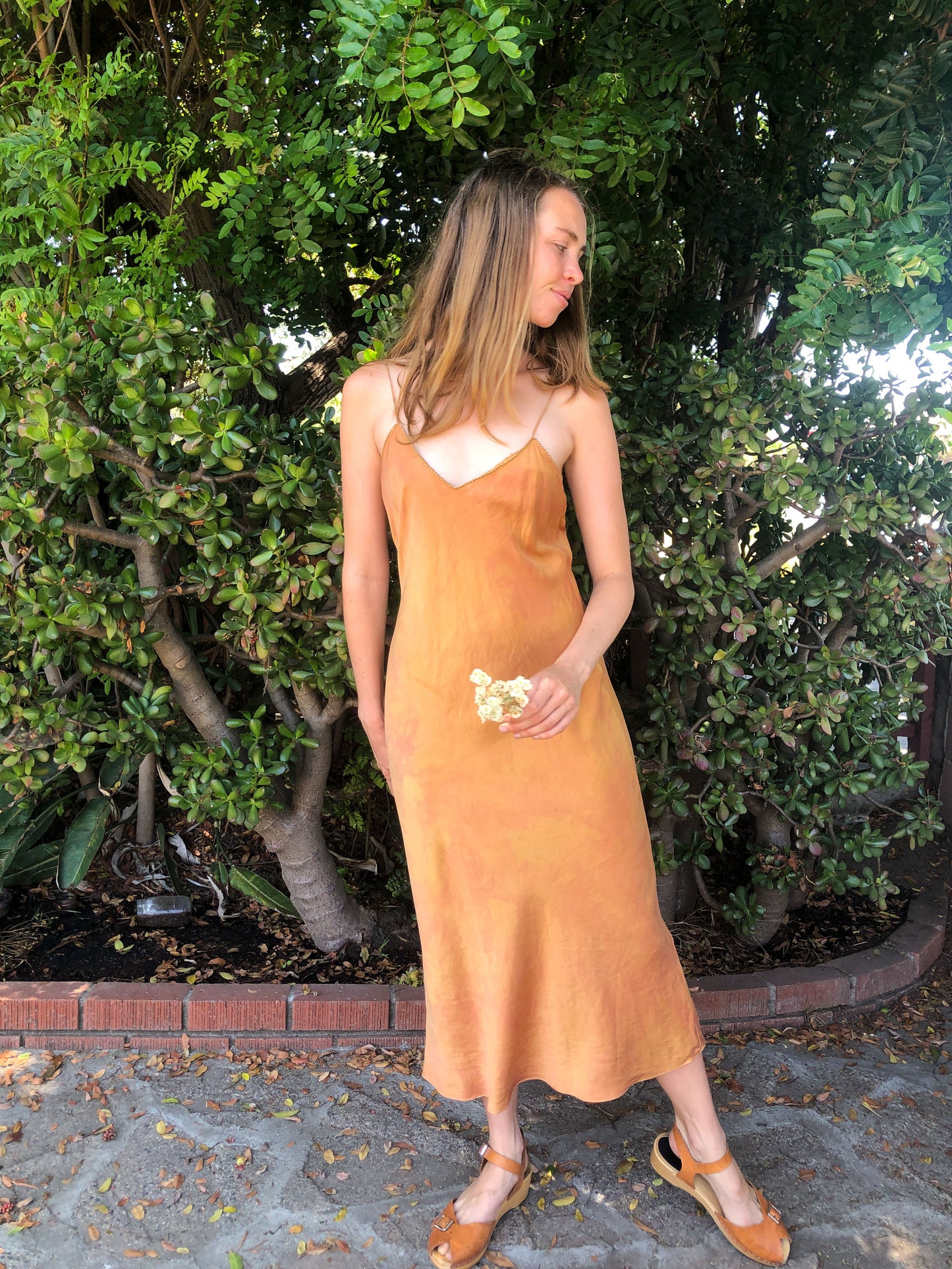 Chestnut Silk Slip Dress