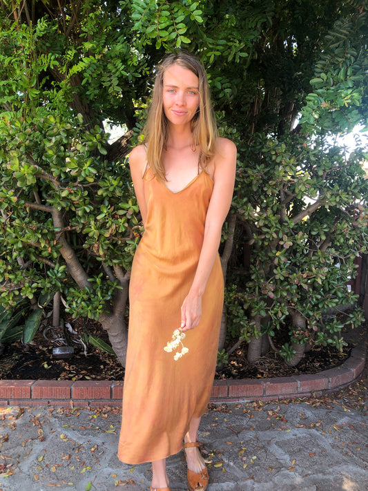 Chestnut Silk Slip Dress