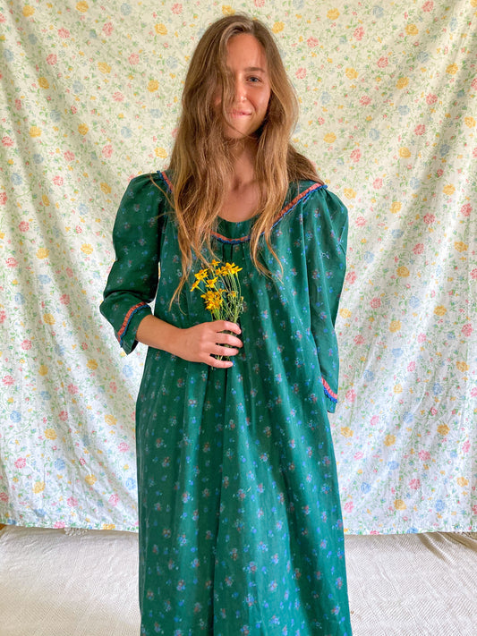 Indigo Floral Ribbon Dress