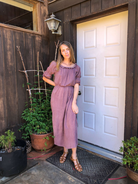 Plum Gauze Ruffled Dress
