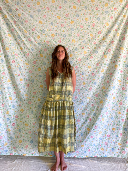 Marigold Plaid Drop Waist Dress