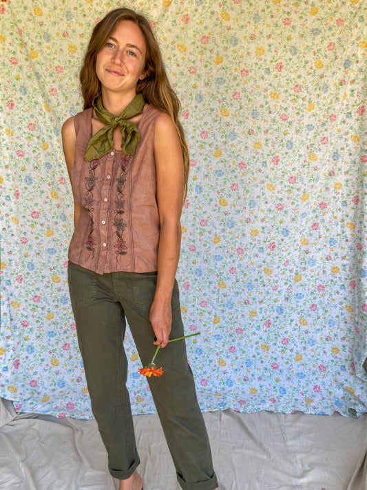 Cutch & Logwood Embroidered Tank