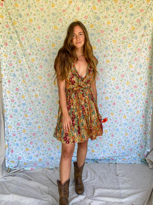 Cutch Floral Ruffled Wrap Dress