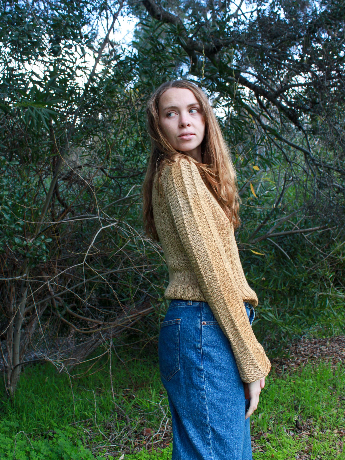 Chestnut Silk Loose Knit Sweater