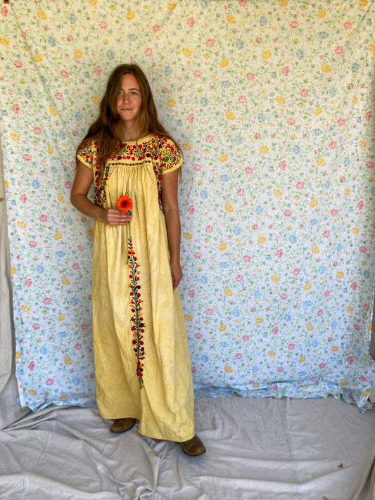 Marigold Traditional Fuschia Huipil Dress