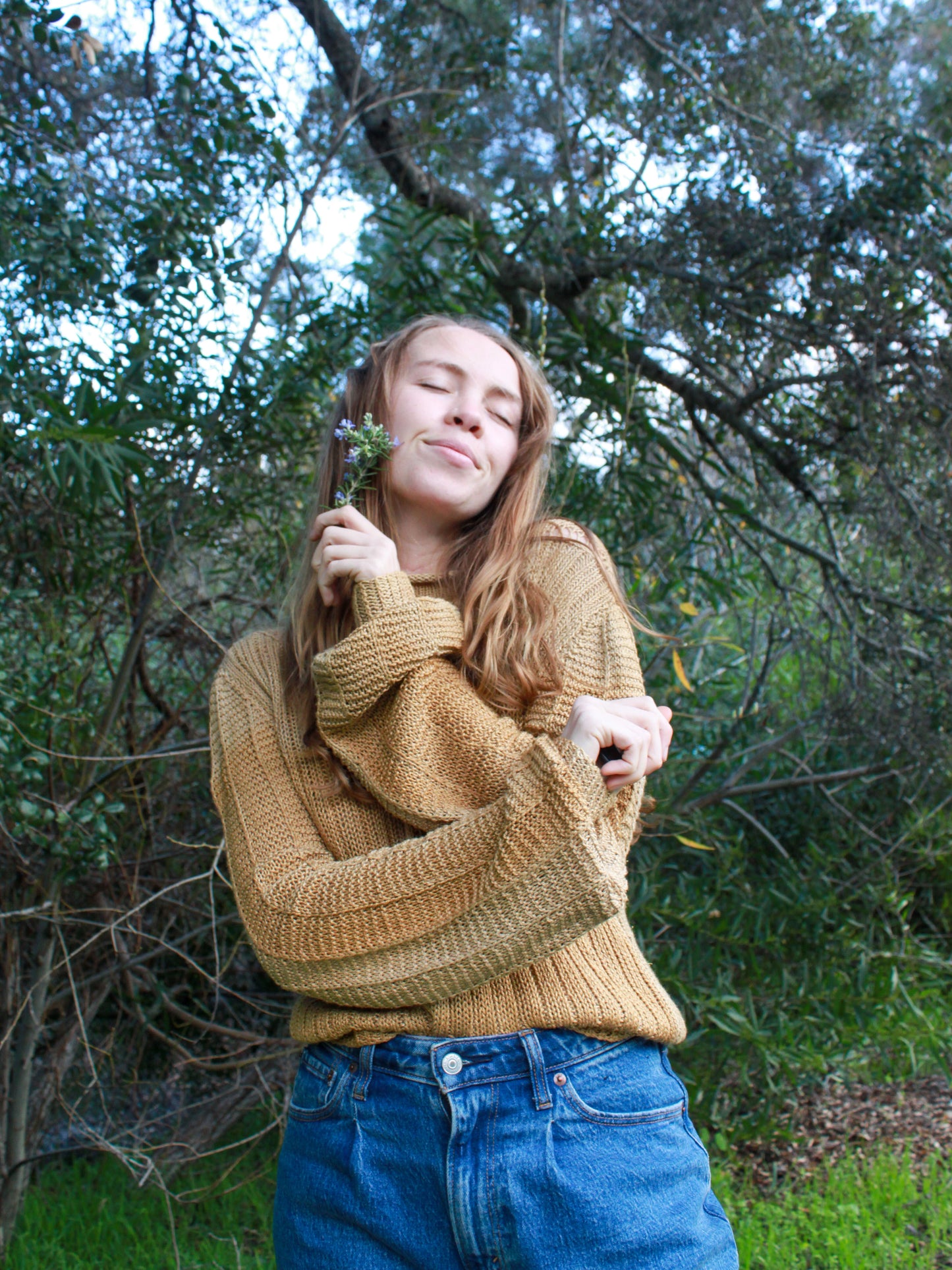 Chestnut Silk Loose Knit Sweater