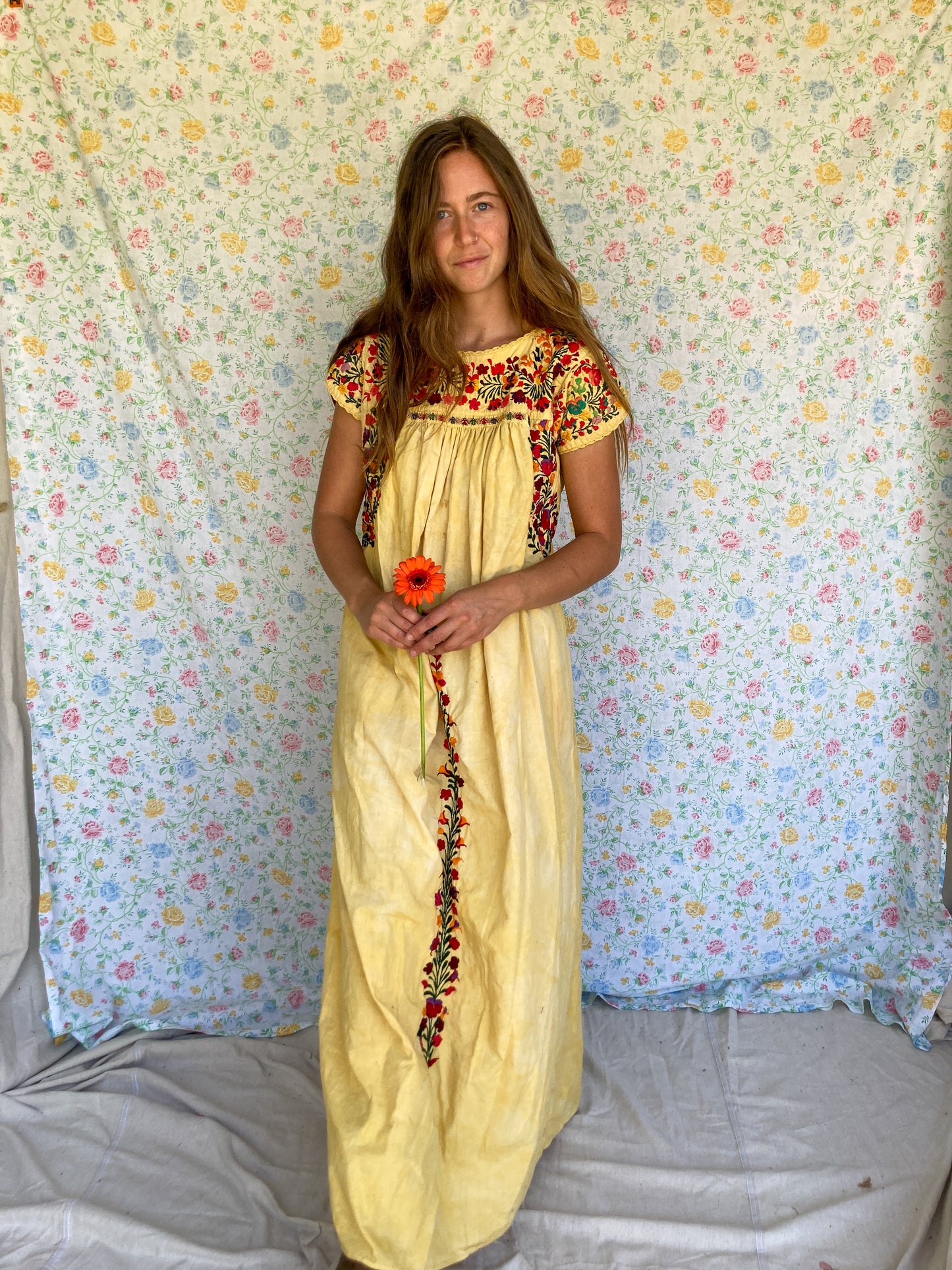 Marigold Traditional Fuschia Huipil Dress