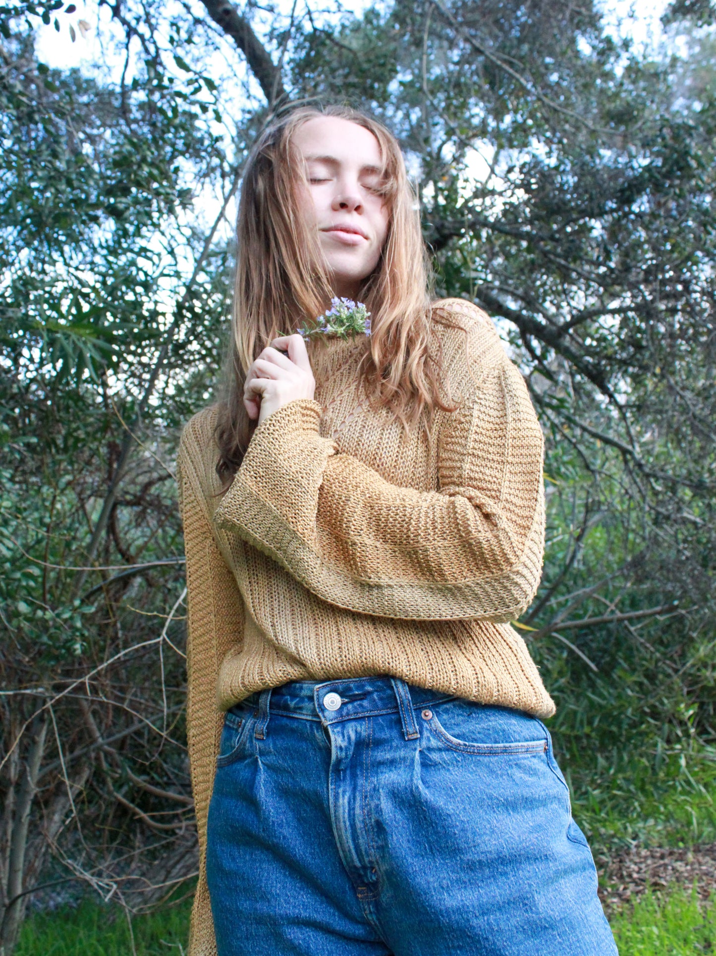 Chestnut Silk Loose Knit Sweater