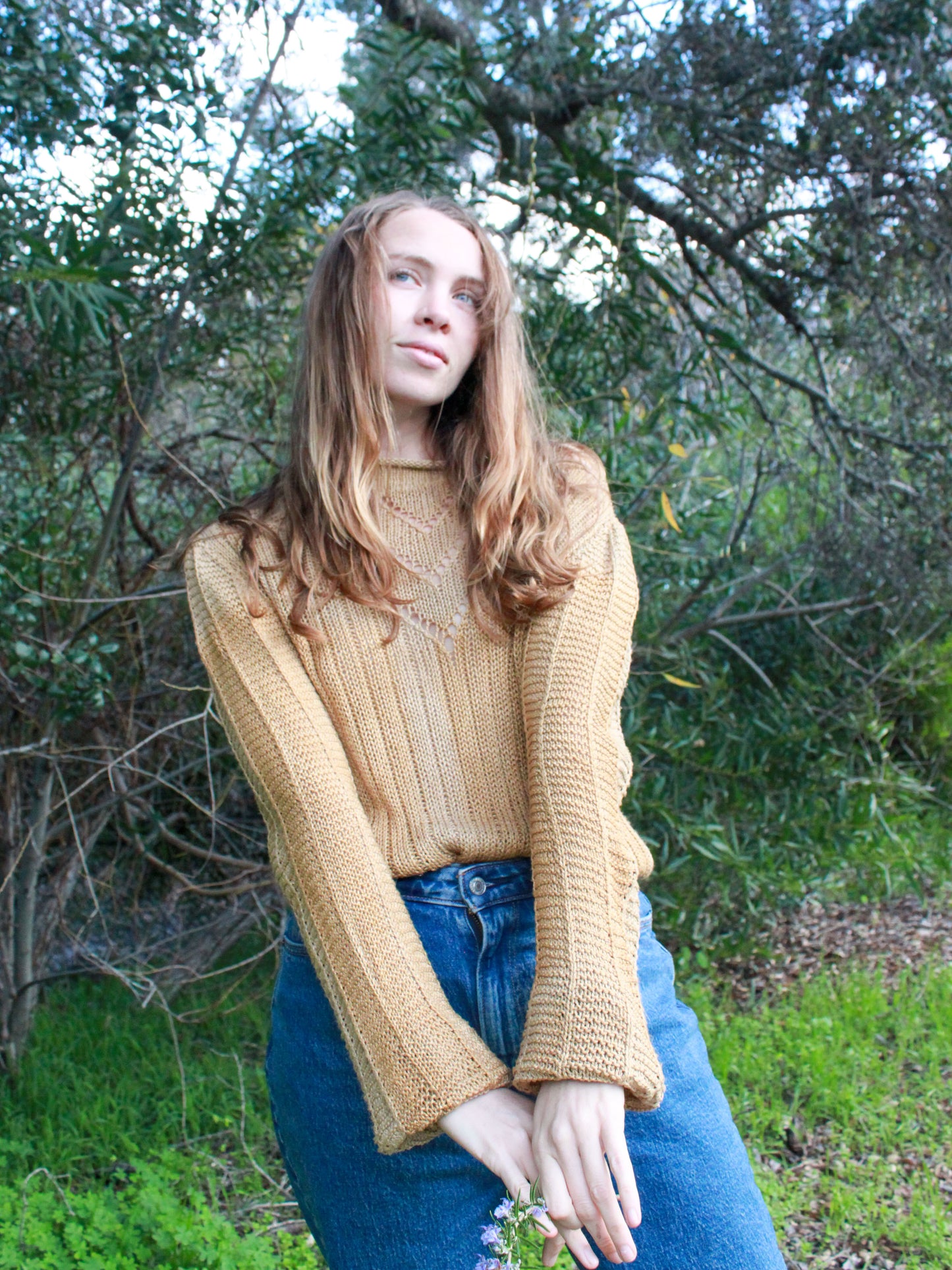 Chestnut Silk Loose Knit Sweater