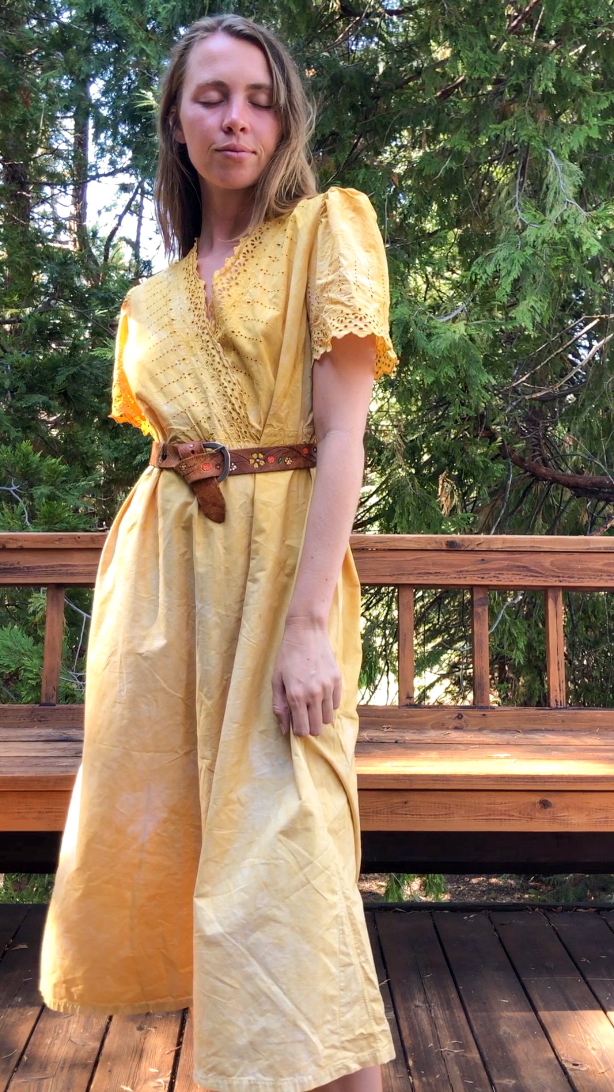 Marigold Eyelet V-neck Dress