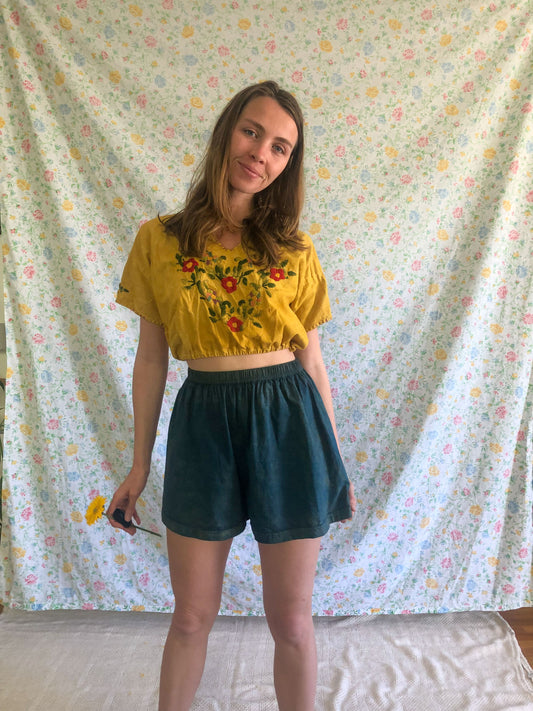 Marigold Rainbow Emboidered Crop