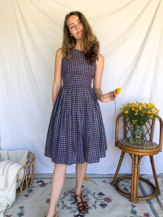 Plum Gingham Day Dress