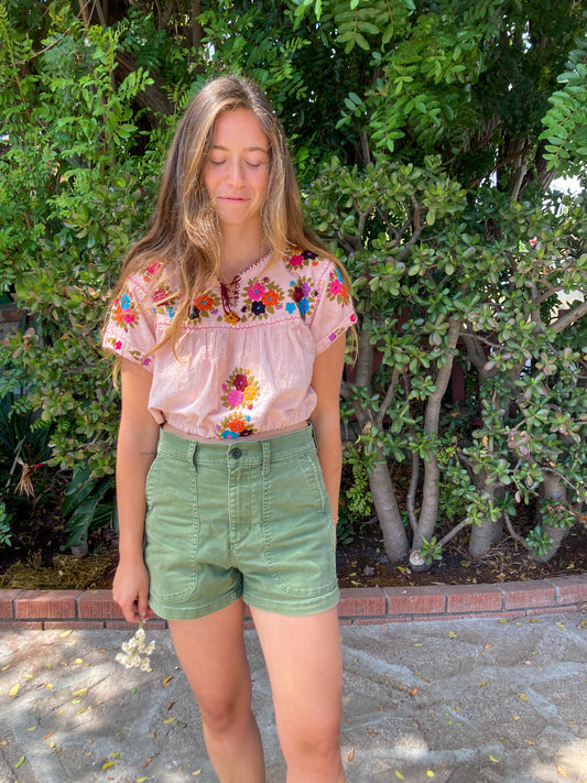 Lac Cropped Floral Huipil