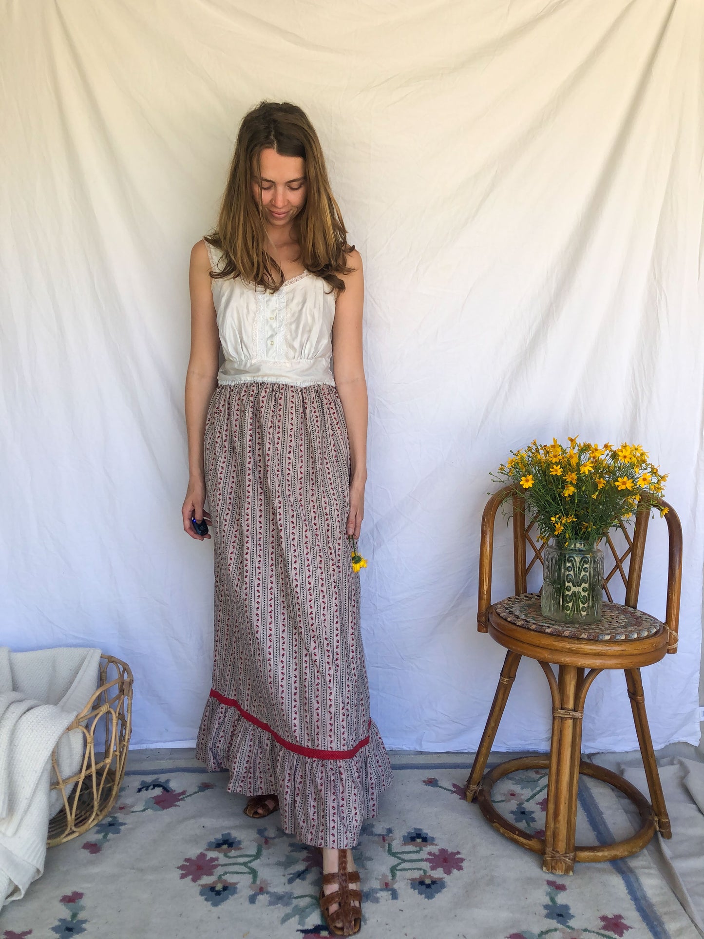 Plum Floral Patterned Maxi Skirt