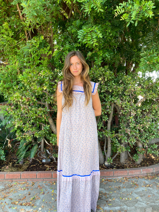 Plum Ditsty Floral Bib Dress