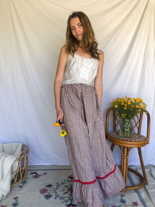 Plum Floral Patterned Maxi Skirt