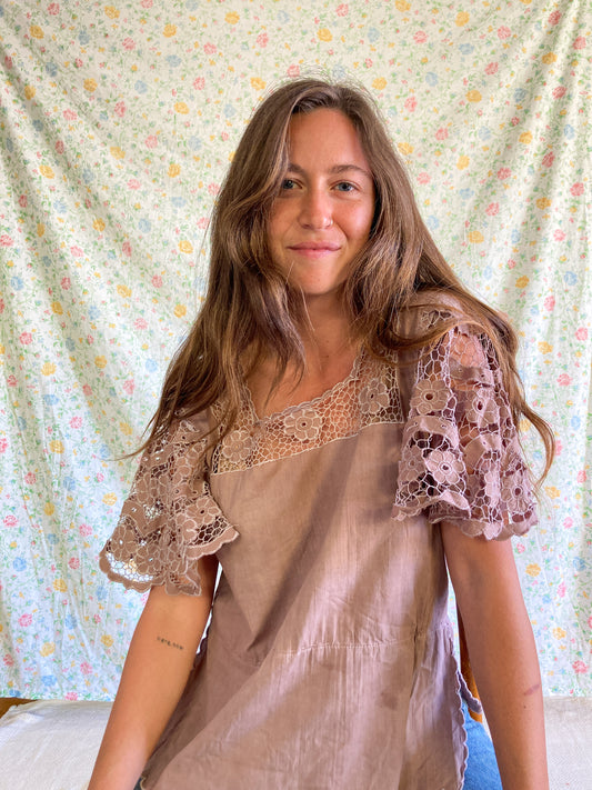 Cutch & Logwood Floral Lace Top