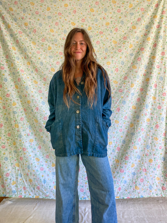 Cutch & Indigo Linen Button Jacket