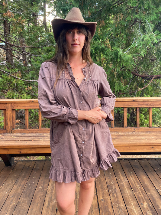 Sequoia Pearl Button Mini Frock