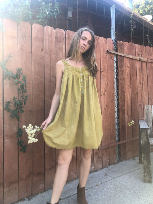 Marigold Embroidered Tank Dress