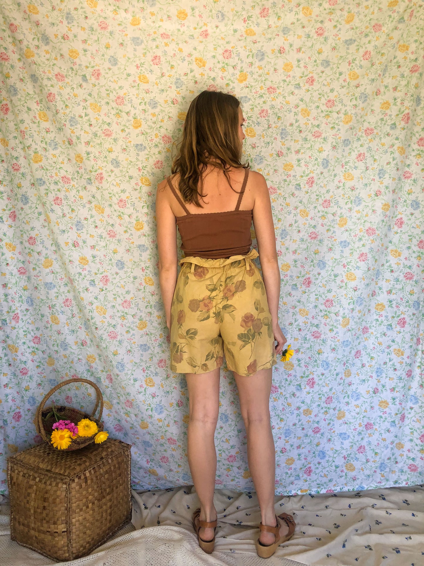 Marigold & Walnut Mustard Floral Shorts