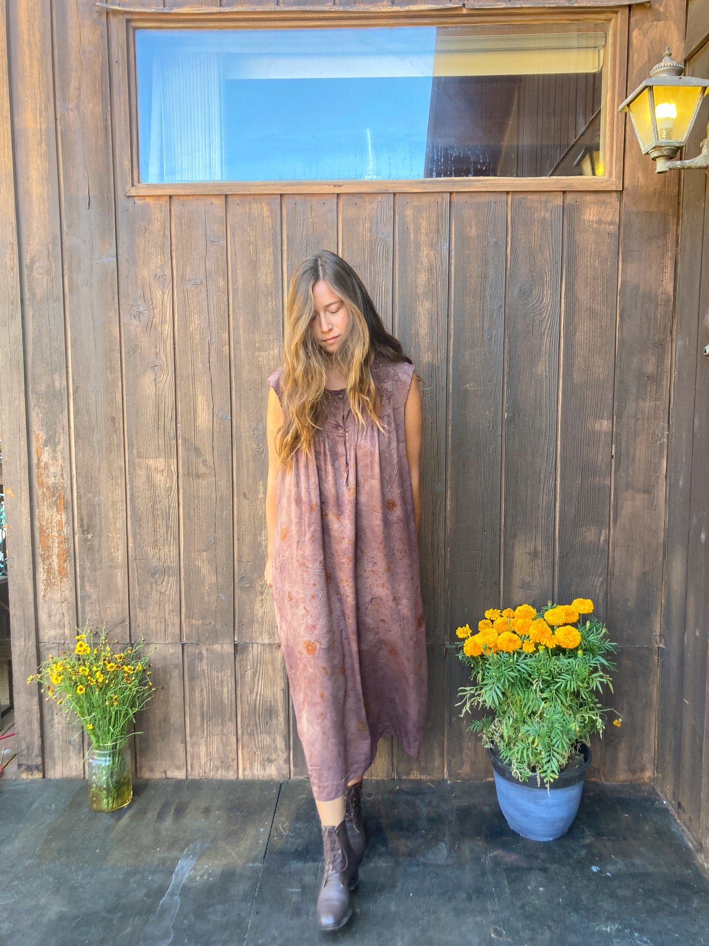 Sequoia, Madder, Coreopsis, Cosmo Silk Bundle Dyed Dream Dress