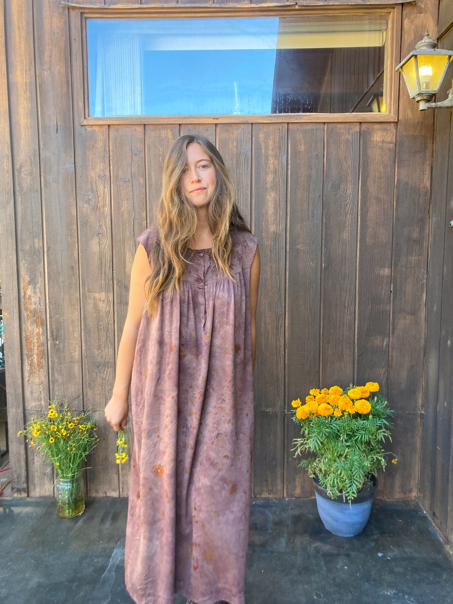 Sequoia, Madder, Coreopsis, Cosmo Silk Bundle Dyed Dream Dress