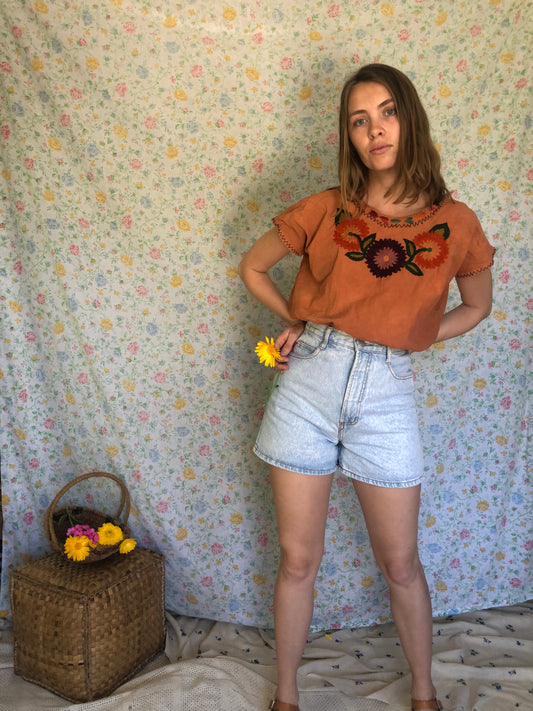 Madder Traditional Huipil Crop