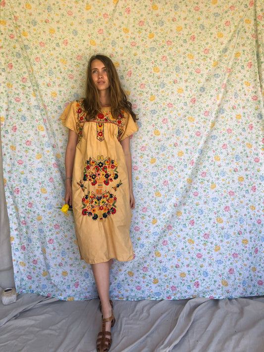 Homegrown Coreopsis Traditional Huipil Dress