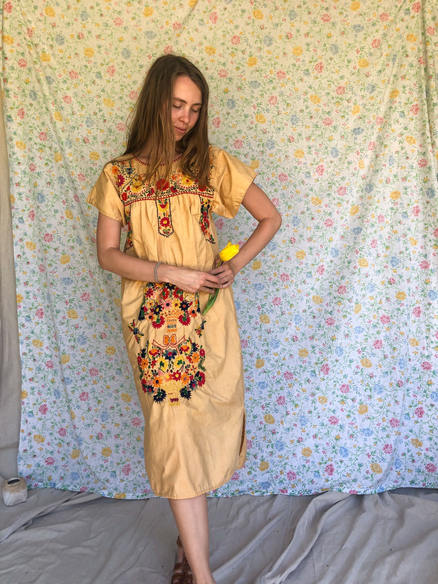 Homegrown Coreopsis Traditional Huipil Dress