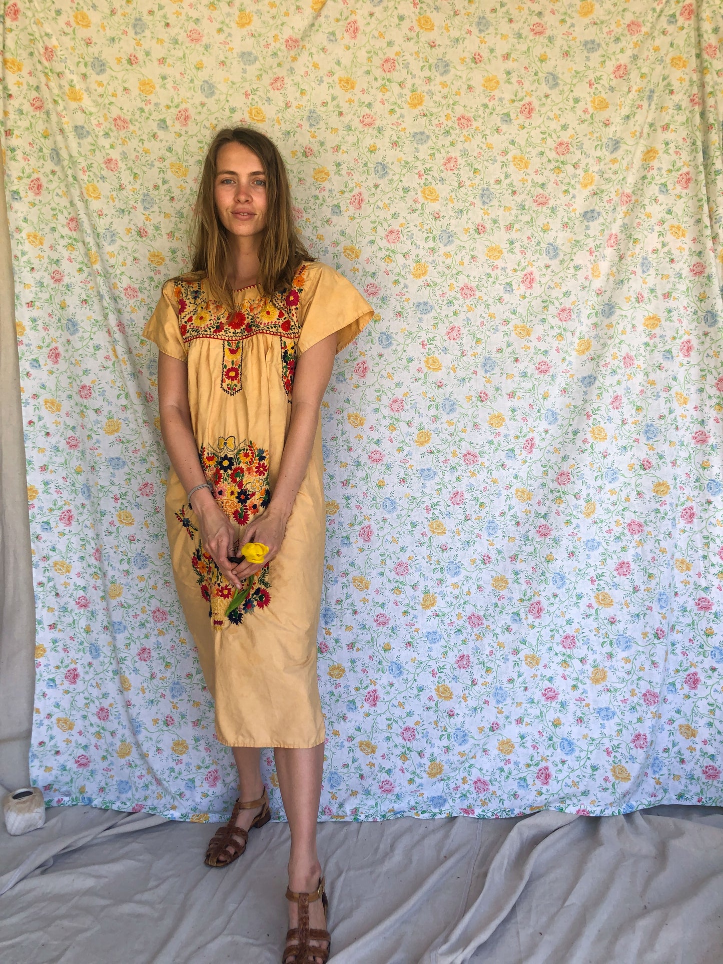 Homegrown Coreopsis Traditional Huipil Dress