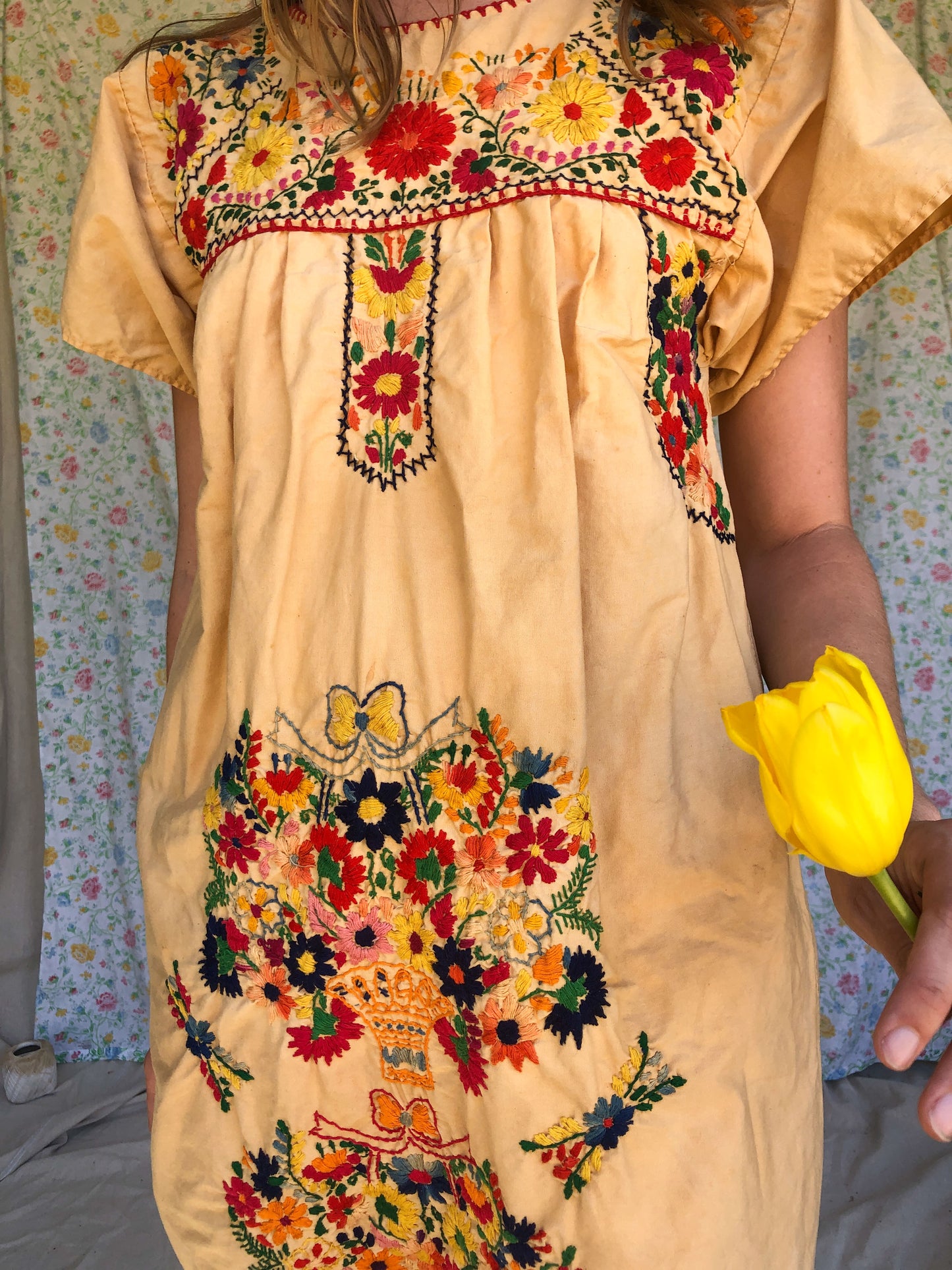 Homegrown Coreopsis Traditional Huipil Dress