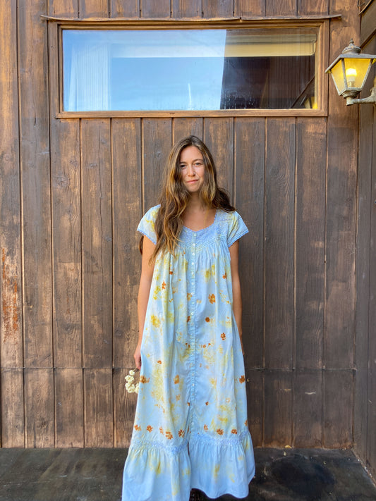Indigo Bundle Dyed Embroidered Dress