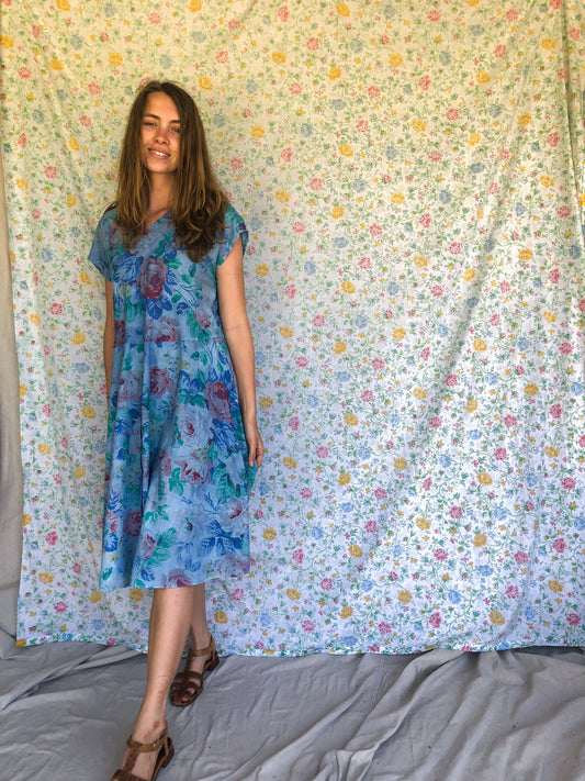 Indigo Peony Dress