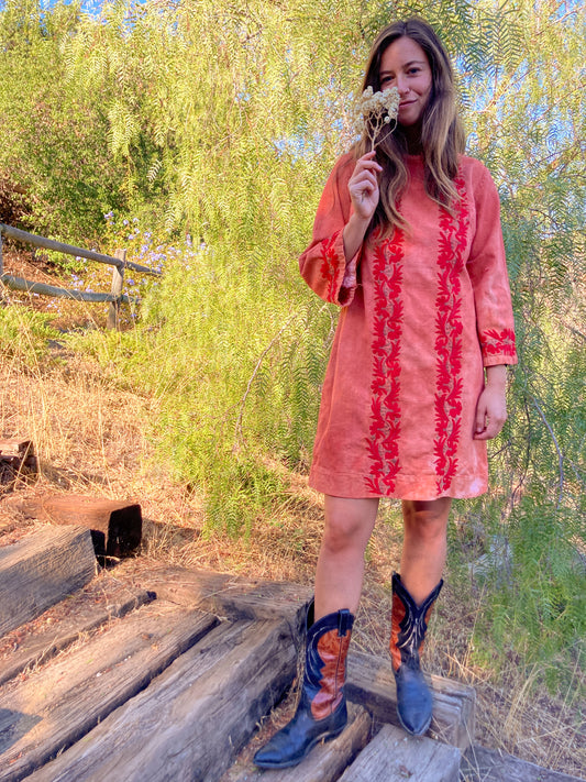 Madder Embroidered Tunic Mini Dress