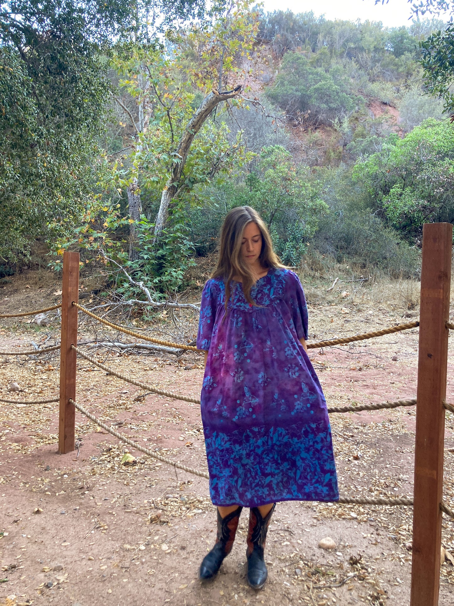 Indigo Purple Floral Print Dress