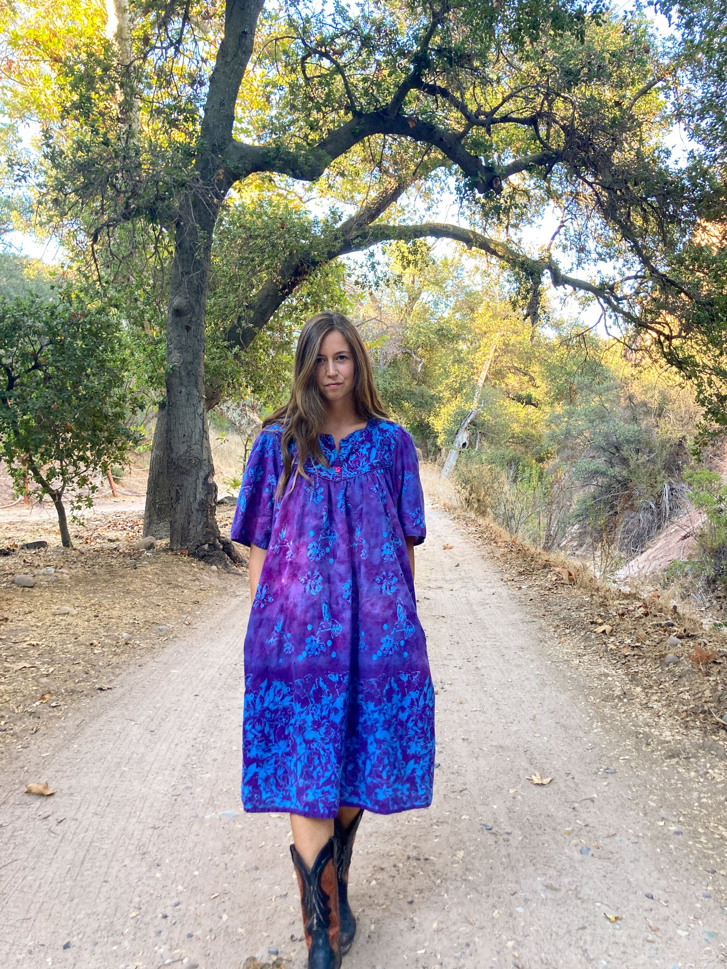 Indigo Purple Floral Print Dress