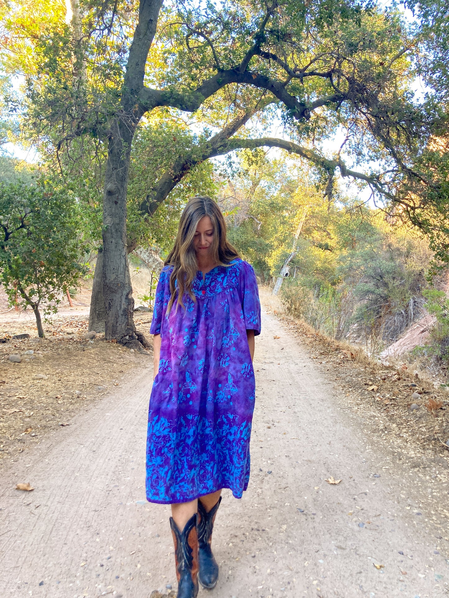 Indigo Purple Floral Print Dress