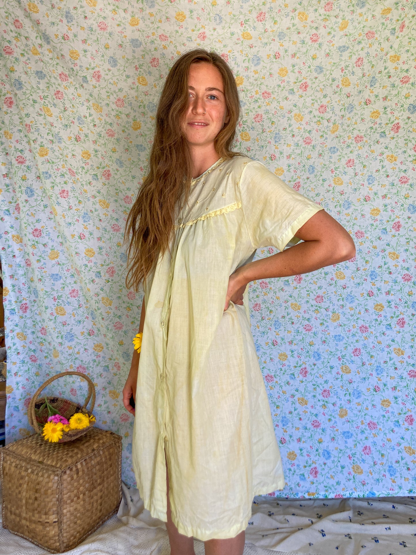 Marigold Embroidered Sheer Nightgown