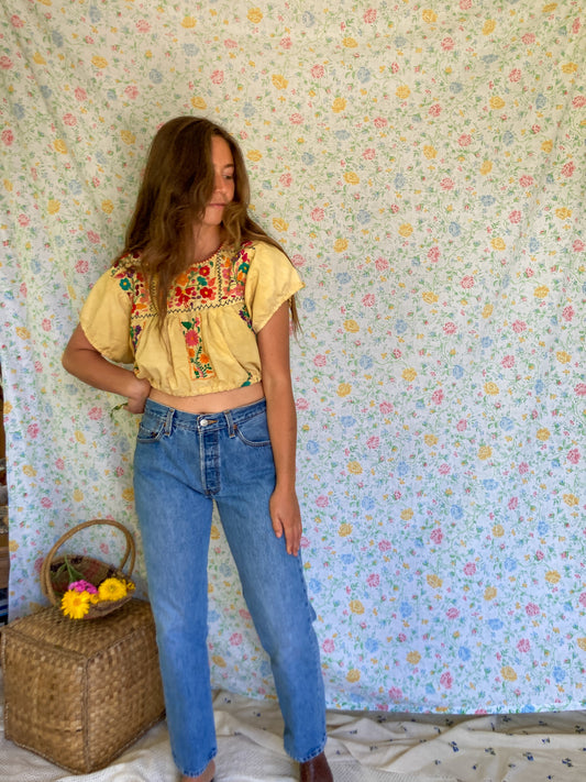 Marigold Traditional Huipil Crop